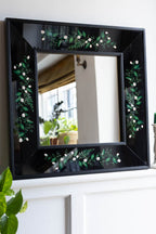 Black & Floral Wooden Framed Mirror