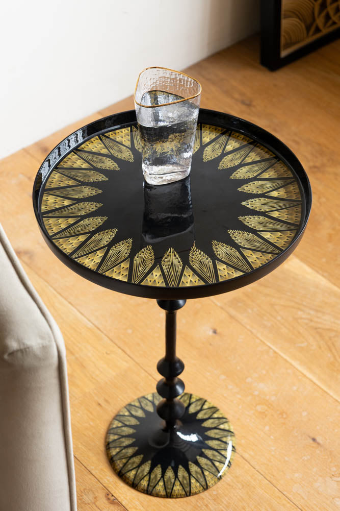 Black & Gold Art Deco Inspired Side Table