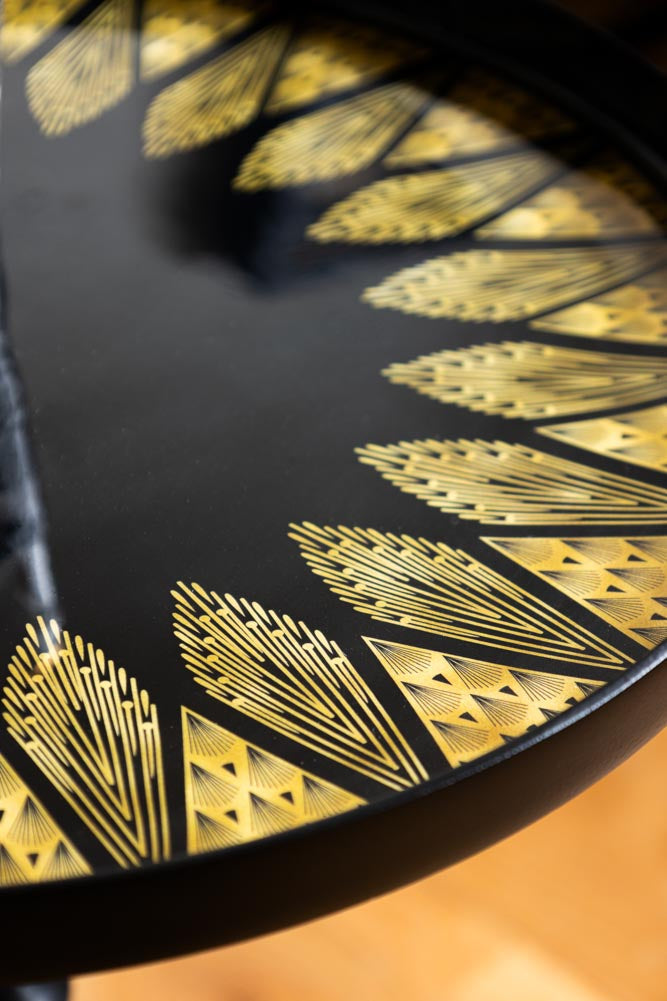 Black & Gold Art Deco Inspired Side Table