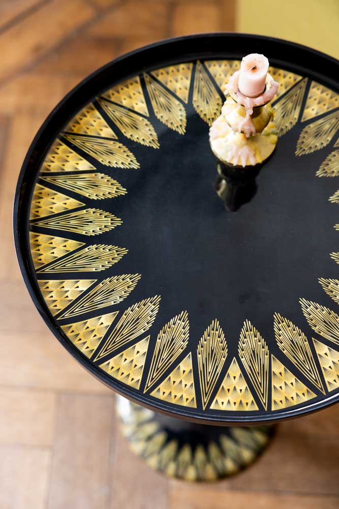 Black & Gold Art Deco Inspired Side Table