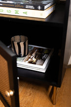 Black & Gold Rattan Bedside Table