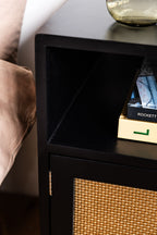 Black & Gold Rattan Bedside Table