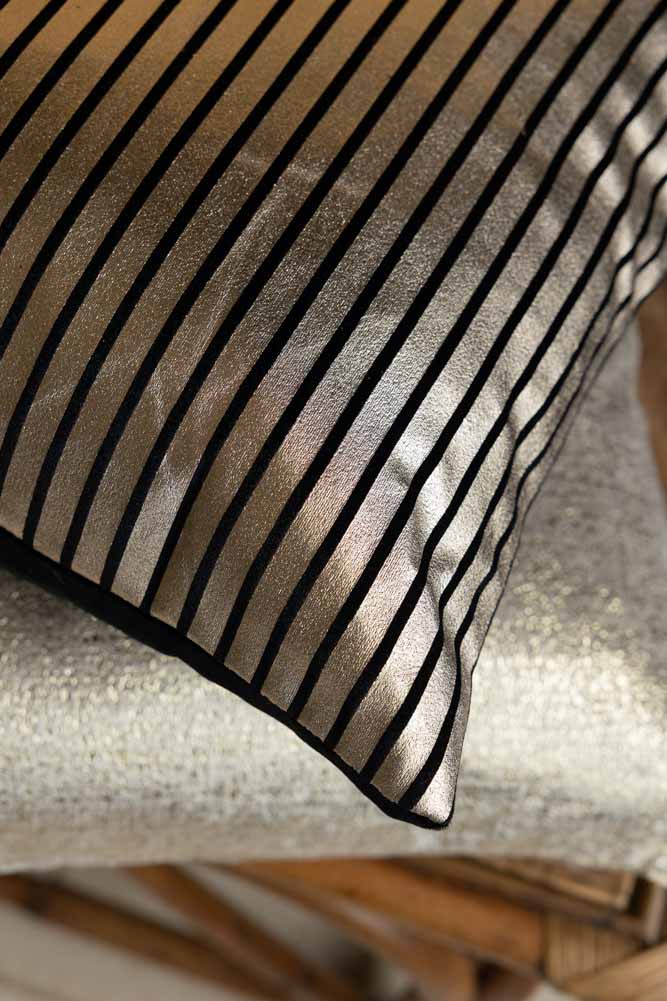 Black & Gold Striped Cushion