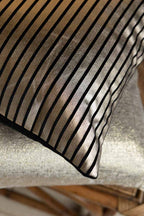 Black & Gold Striped Cushion