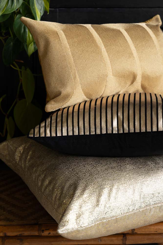Black & Gold Striped Cushion
