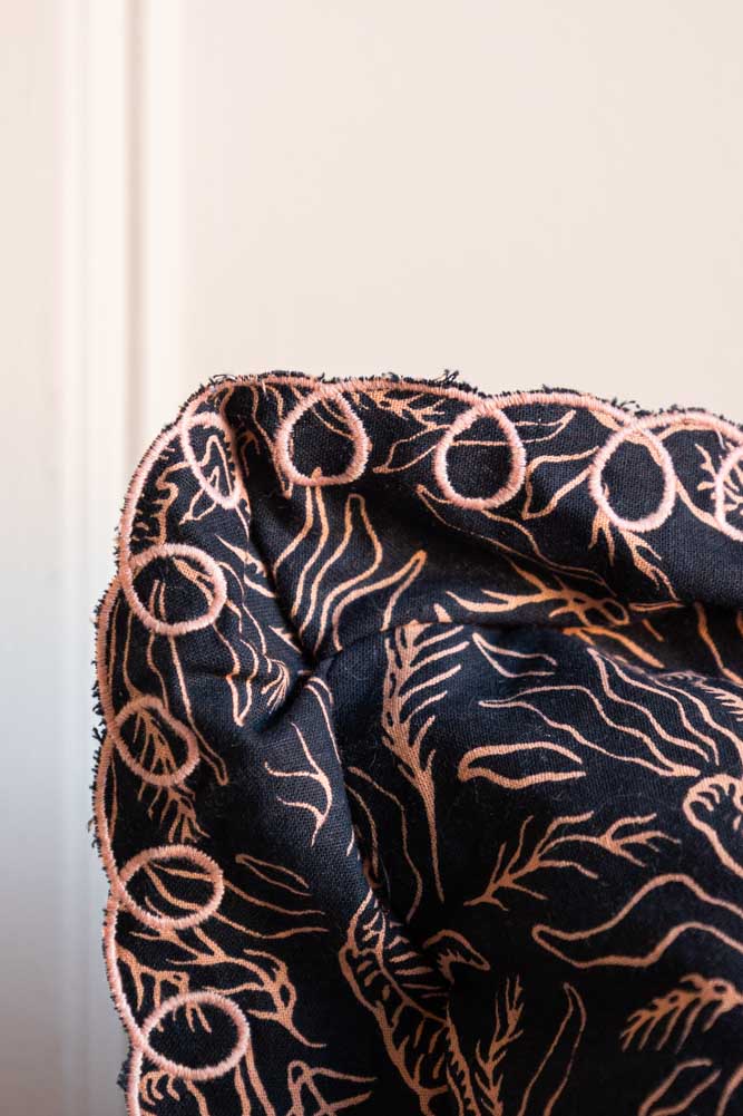 Black & Pink Tiger Cushion With Pretty Scalloped Edge