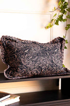 Black & Pink Tiger Cushion With Pretty Scalloped Edge