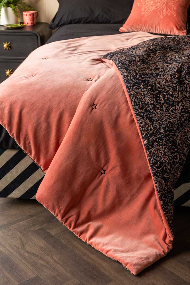 Black & Pink Velvet Tiger Reversible Quilt