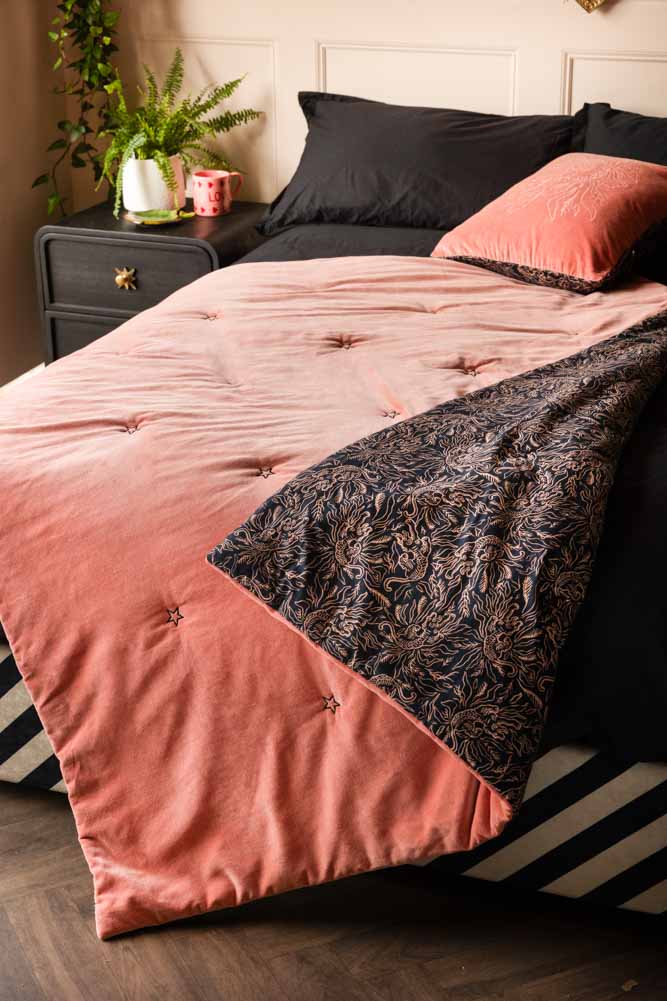 Black & Pink Velvet Tiger Reversible Quilt