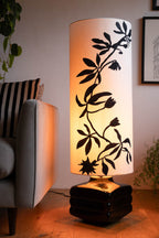 Black & White Floral Silhouette Floor Lamp
