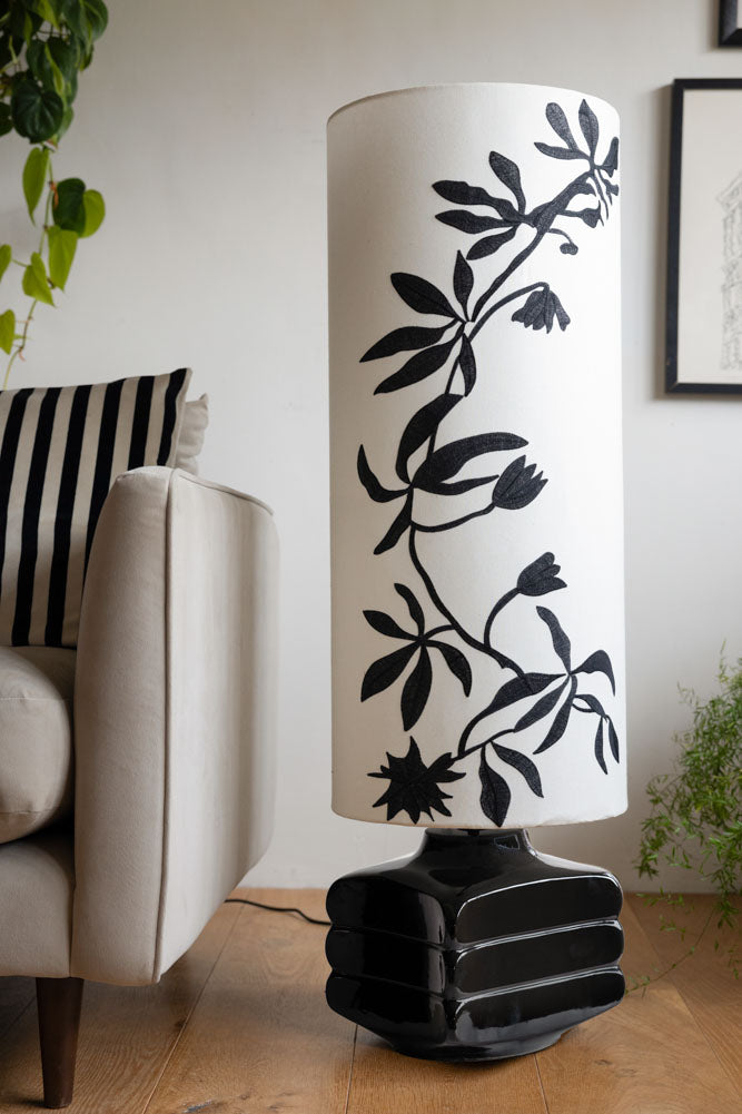 Black & White Floral Silhouette Floor Lamp