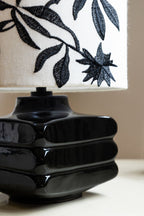 Black & White Floral Silhouette Table Lamp