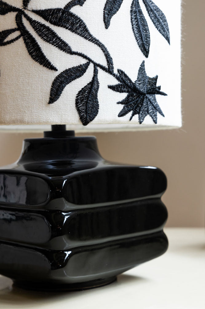 Black & White Floral Silhouette Table Lamp