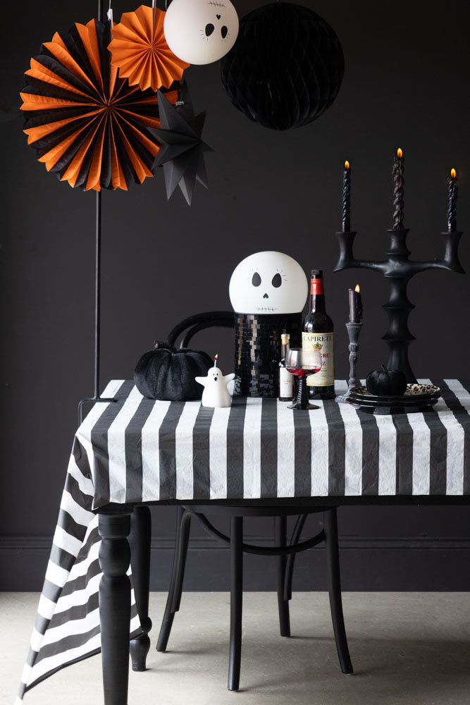 Black & White Striped Paper Tablecloth