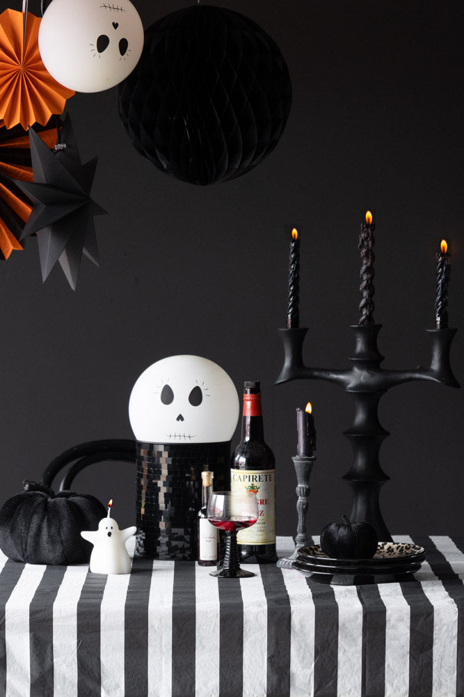 Black & White Striped Paper Tablecloth