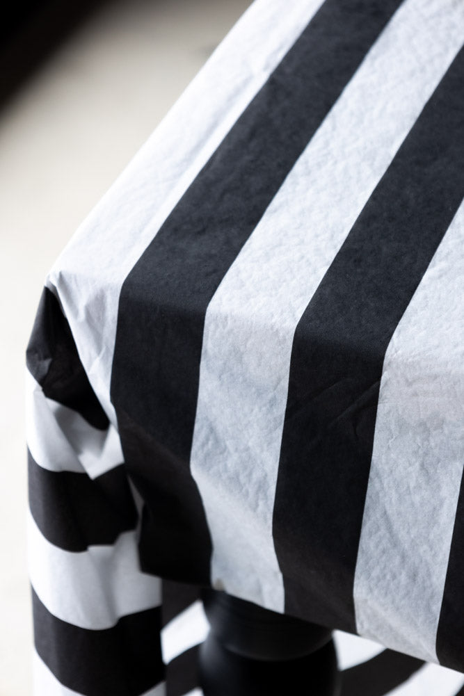 Black & White Striped Paper Tablecloth