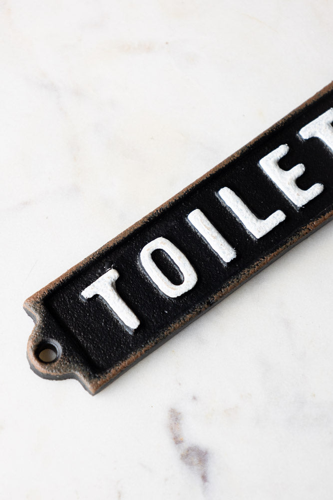 Black & White Toilet Door Hanging Sign