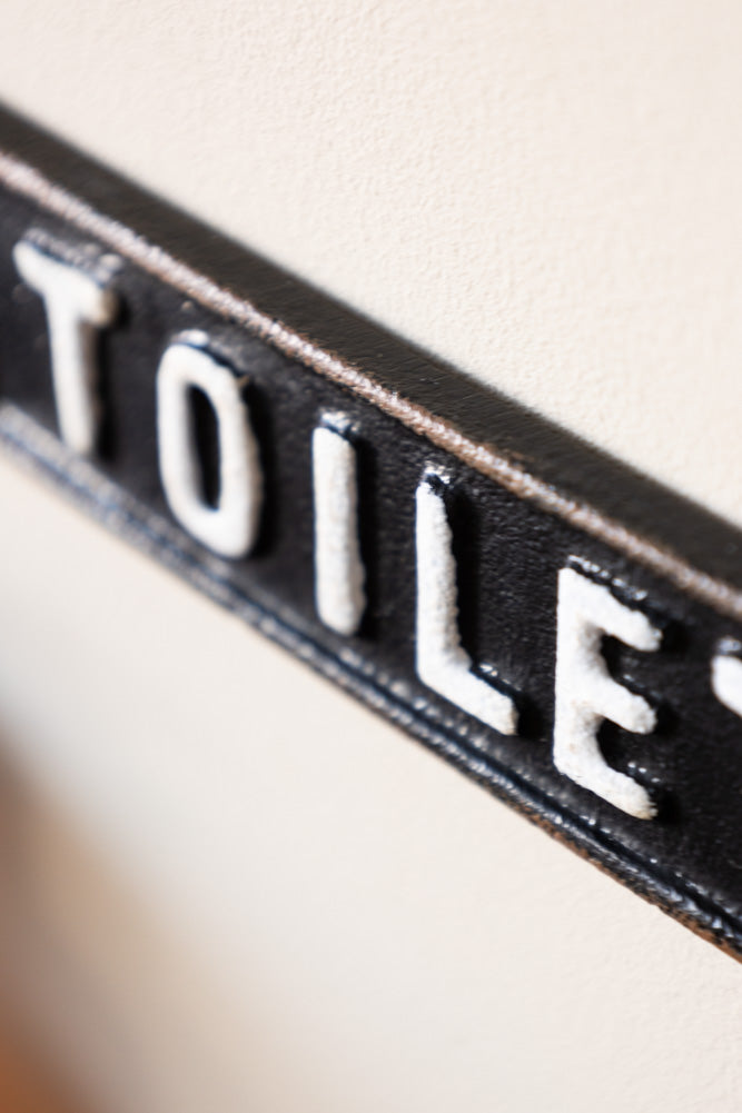 Black & White Toilet Door Hanging Sign