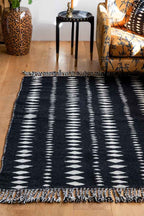 Black & Off-White Geometric Flatweave Rug - Available in 5 Sizes