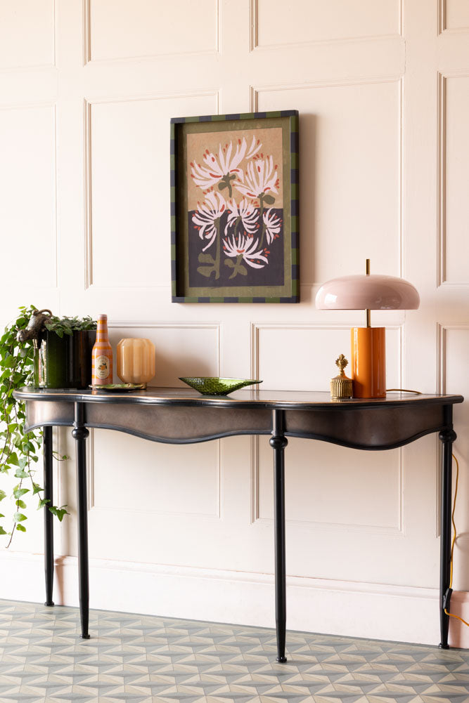 Black & Gold Antiqued-Style Console Table