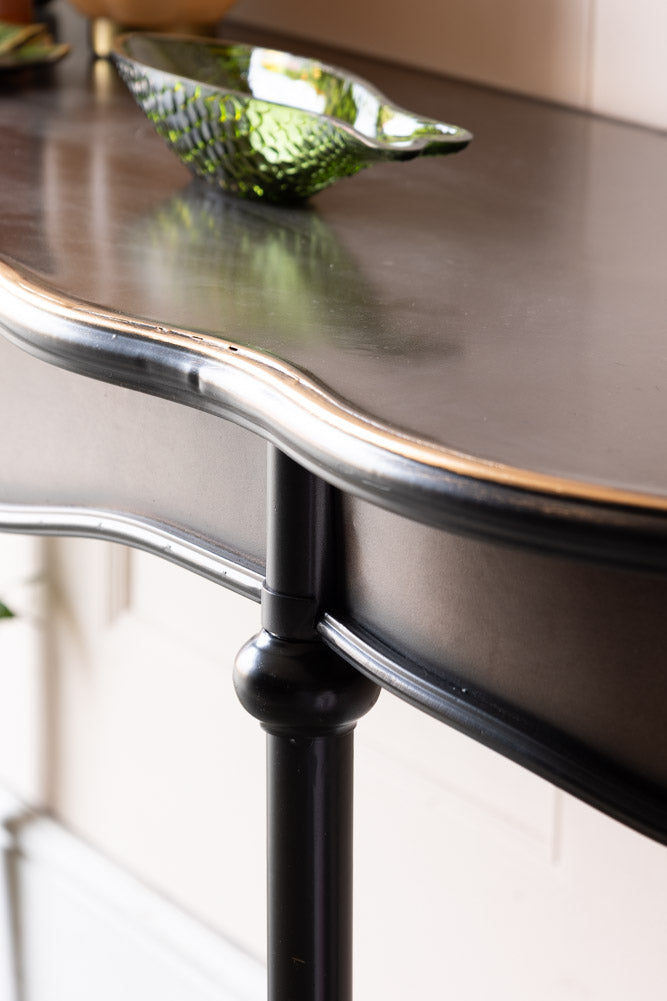 Black & Gold Antiqued-Style Console Table