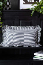 Black & White Stripe Cushion With Scalloped Edge