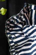 Black & White Stripe Cushion With Scalloped Edge