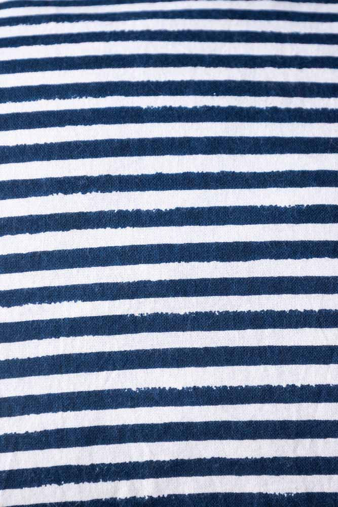 Black & White Stripe Cushion With Scalloped Edge