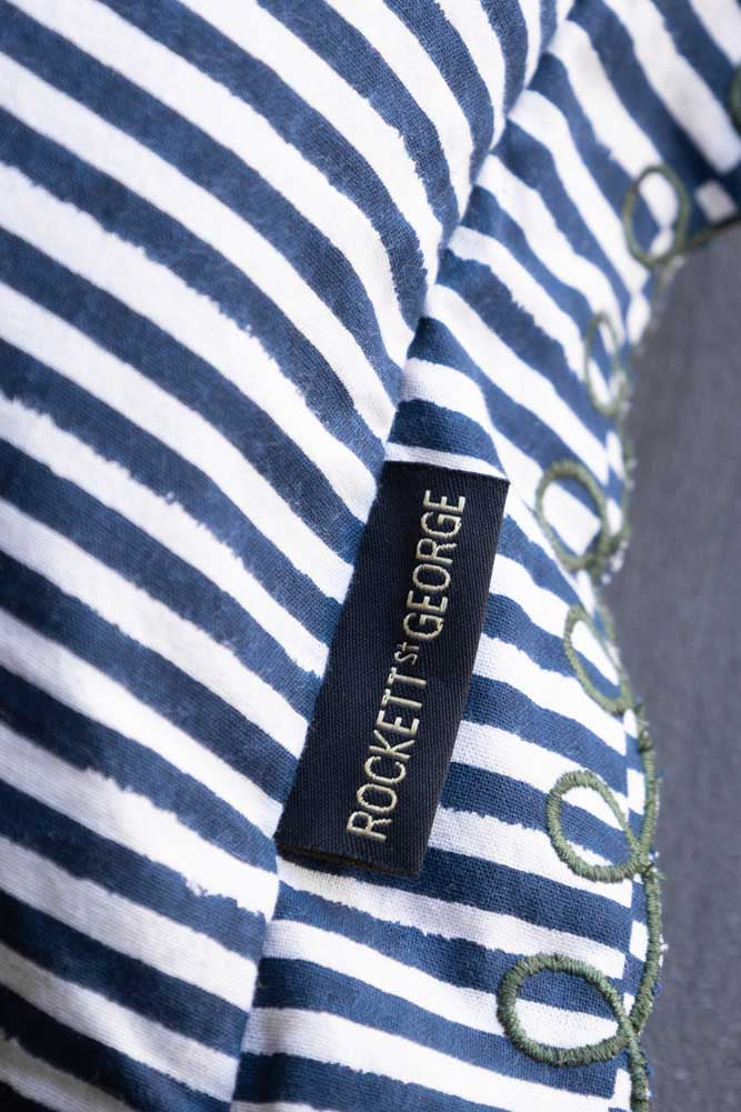 Black & White Stripe Cushion With Scalloped Edge