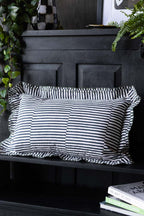 Black & White Stripe Cushion With Scalloped Edge