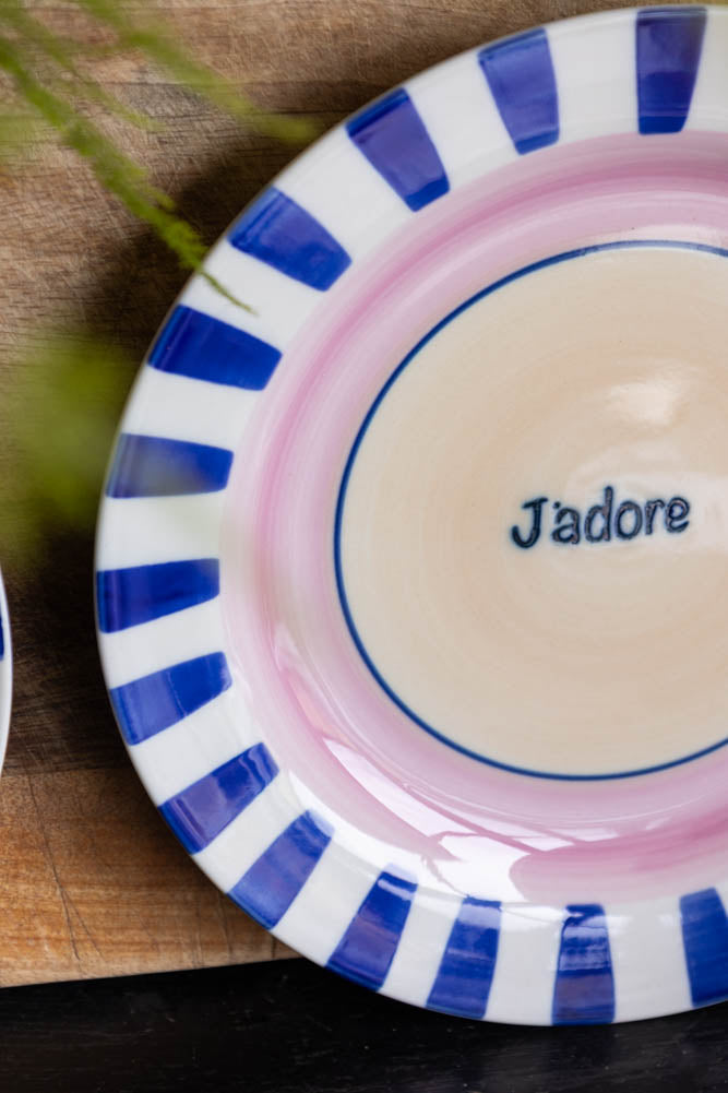 Blue & Pink J’adore Ceramic Serving Plate