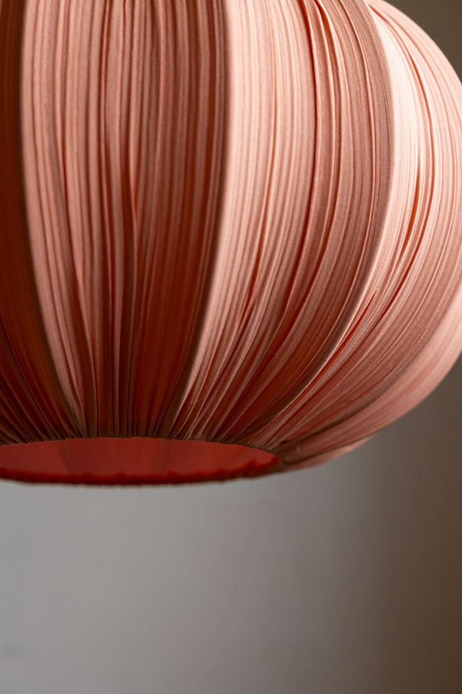 Coral Pink Pleated Fabric Ceiling Light