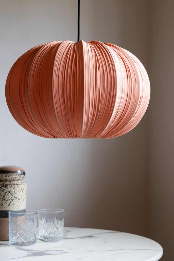 Coral Pink Pleated Fabric Ceiling Light
