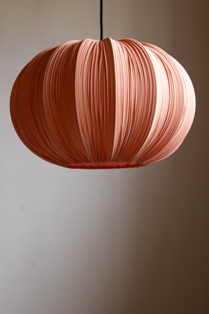 Coral Pink Pleated Fabric Ceiling Light