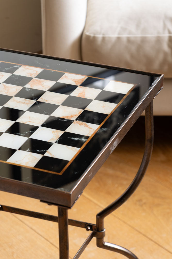 Bronze Effect Chess Side Table