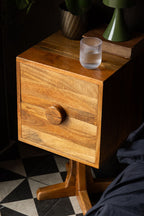 Brown Wooden Footed Bedside Table