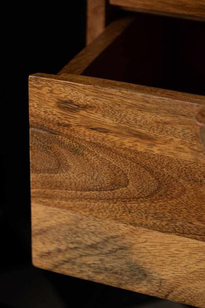 Brown Wooden Footed Bedside Table