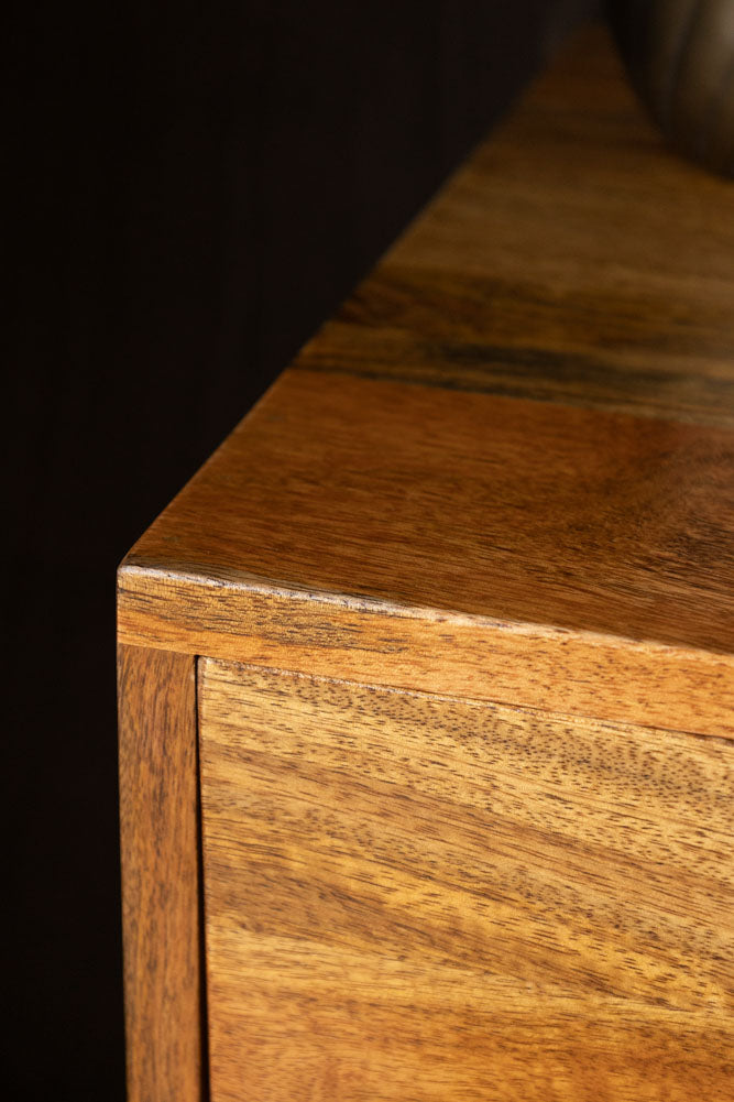 Brown Wooden Footed Bedside Table