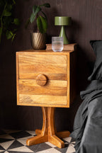Brown Wooden Footed Bedside Table