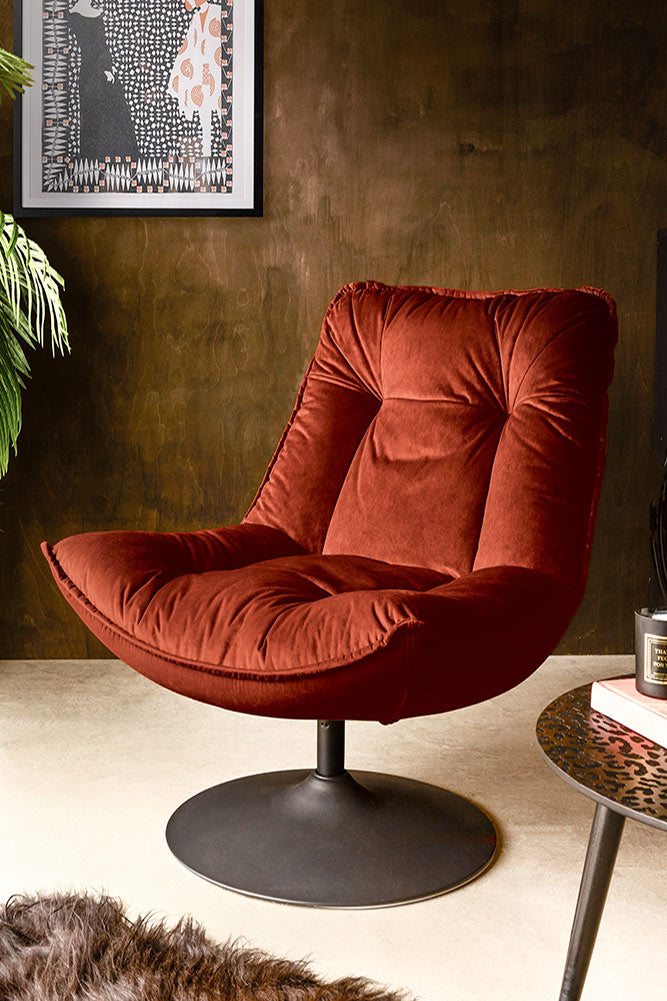 Burnt Orange Velvet Swivel Chair