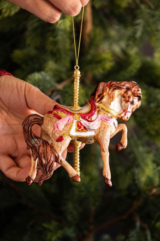 Carousel Glass Christmas Tree Decoration
