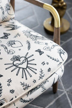 Celeste Hearts and Flowers Natural Accent Chair