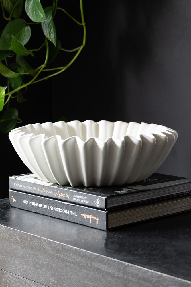 White Ceramic Waved Bowl