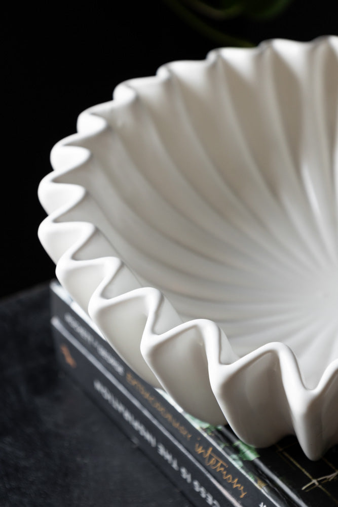White Ceramic Waved Bowl