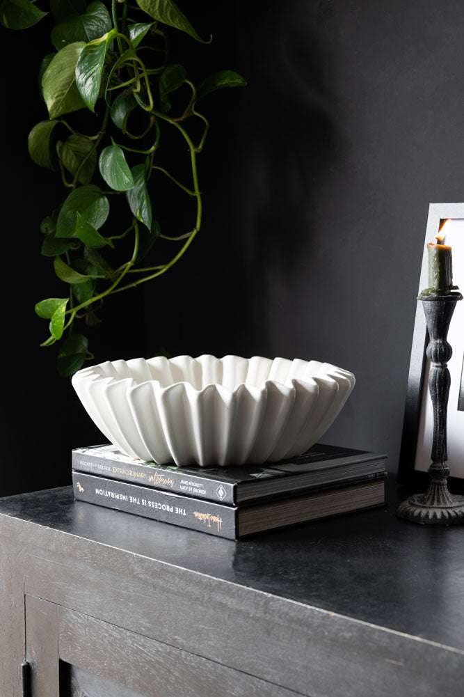 White Ceramic Waved Bowl