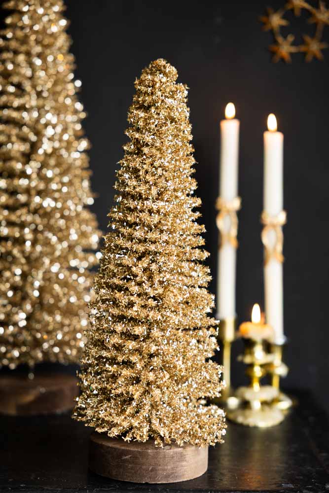 Champagne Tinsel Christmas Tree - 42cm