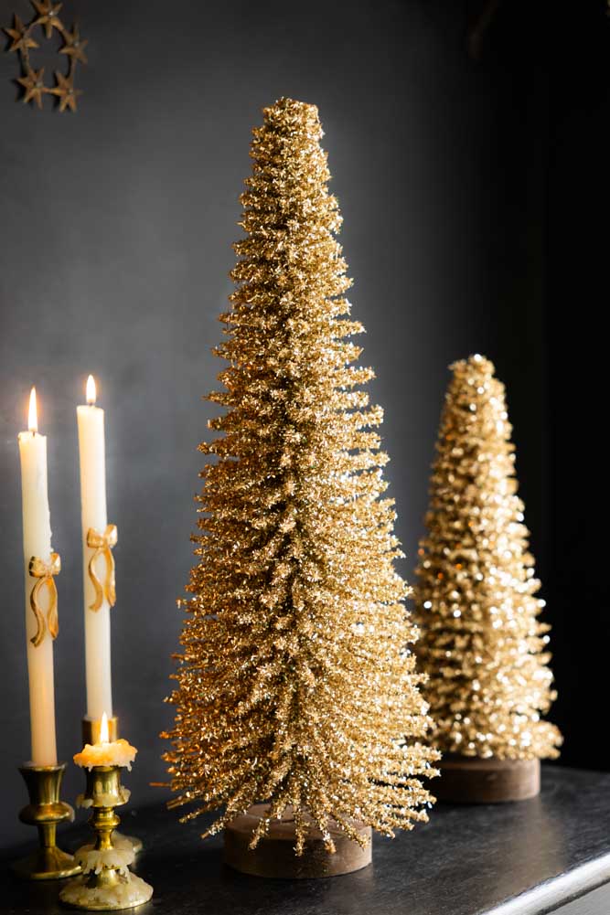 Champagne Tinsel Christmas Tree - 60cm