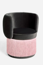 Charcoal & Pink Tassel Accent Chair
