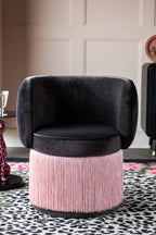 Charcoal & Pink Tassel Accent Chair