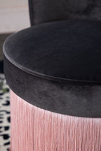 Charcoal & Pink Tassel Accent Chair